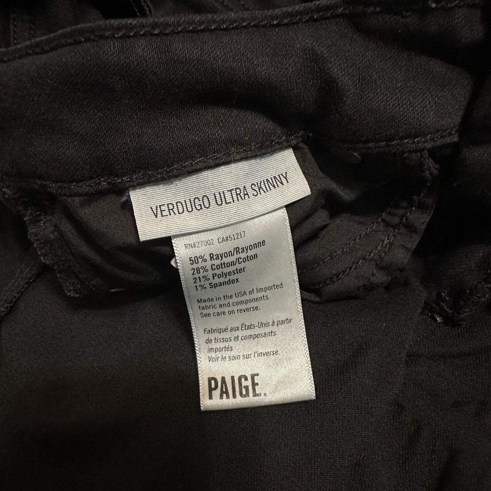 Paige Jeans Womens 26 Black Verdugo Ultra Skinny Dark Wash Stretch Casual Ladies - Picture 6 of 11